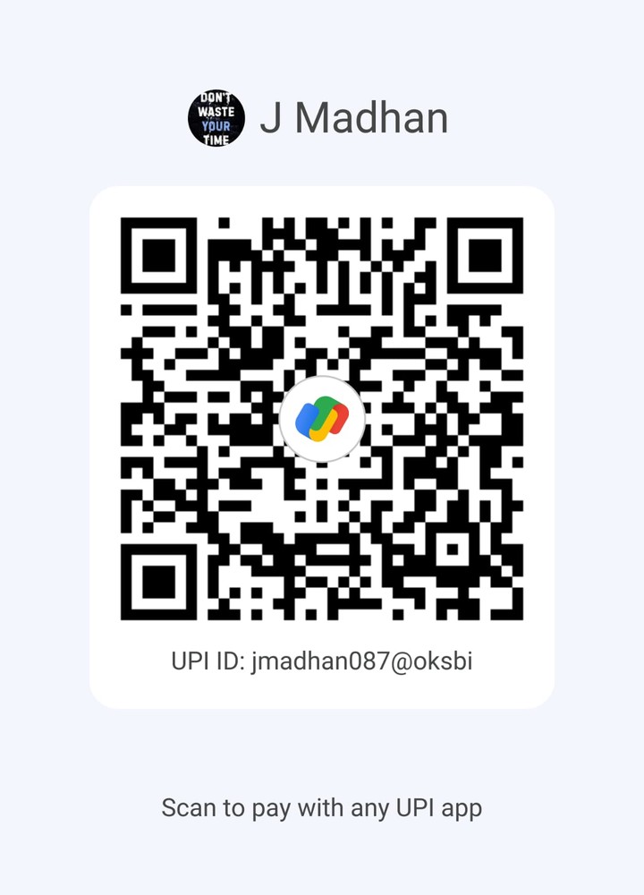 UPI QR code for J Madhan, UPI ID jmadhan087@oksbi